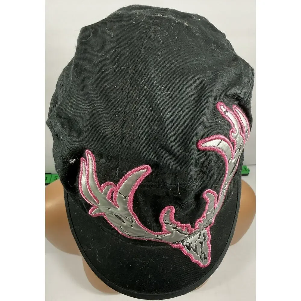 Girls With Guns Cadet Cap Hat Black Pink Embroidered Logo Silver Adjustable